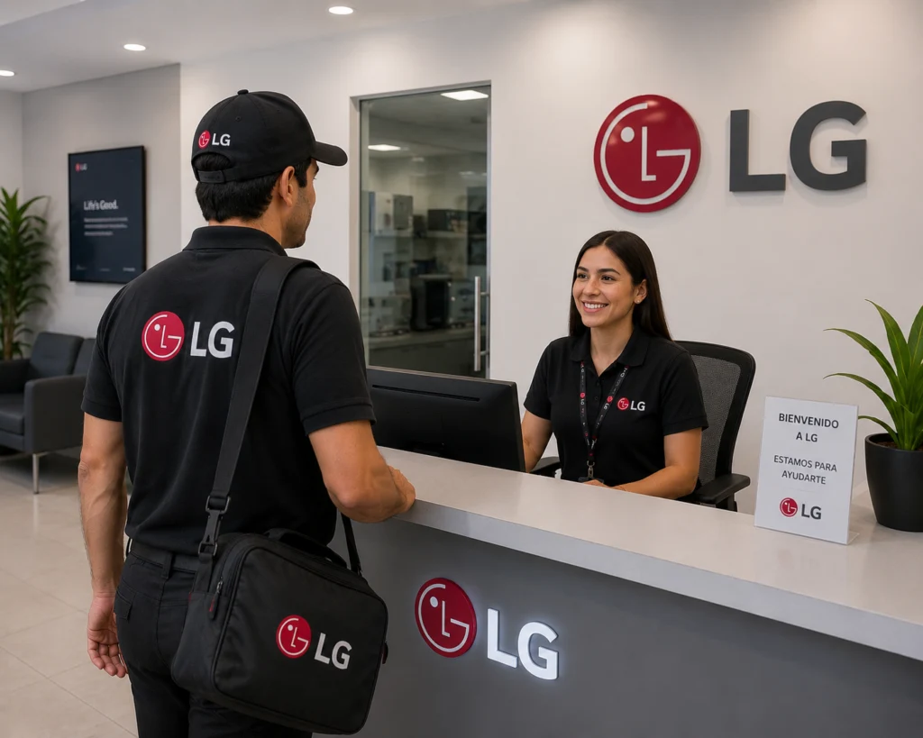 Técnico autorizado LG documentando una reparación en Chile