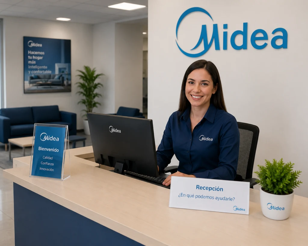 Técnico Midea realizando mantenimiento preventivo en Chile